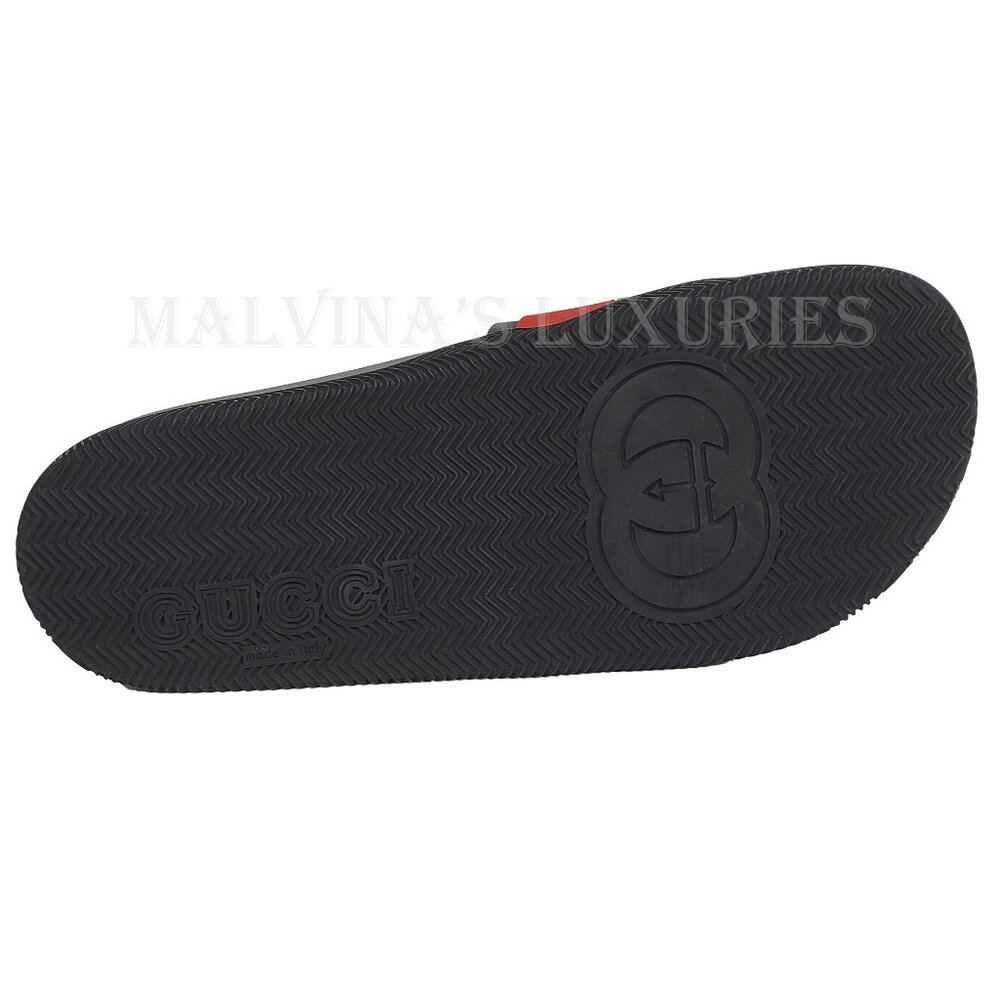 GUCCI SHOES MEN INTERLOCKING G LOGO RUBBER SLIDES w WEB STRIPE sz 9 / 9.5 - Picture 14 of 15